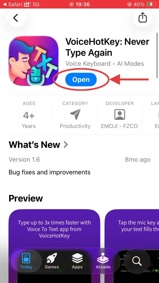 安装完成后的 App Store Open 按钮