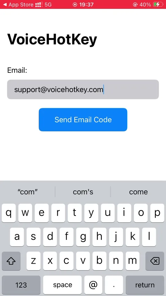 VoiceHotKey 邮箱输入界面