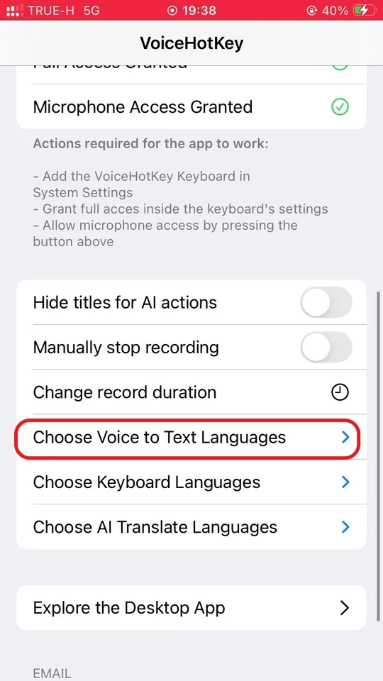 VoiceHotKey 设置选项