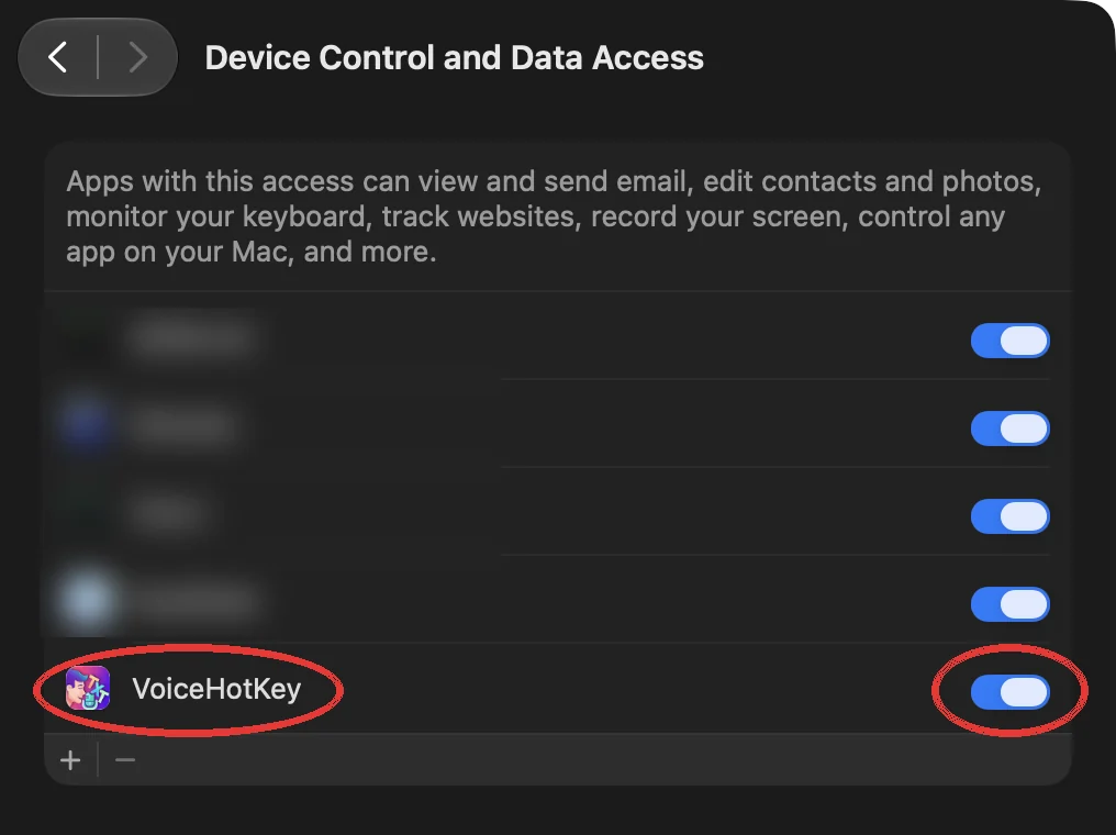 “系统设置”中已打开 VoiceHotKey 开关